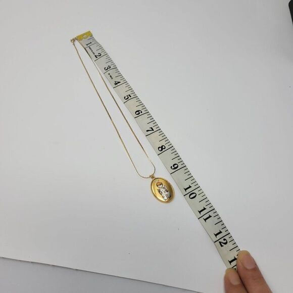 Vintage Signed First Christmas Angel Pendant Berta Hummel Gold Tone Necklace - Picture 4 of 10